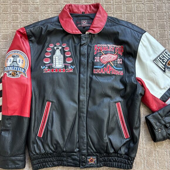 VTG Detroit Red Wings Stanley Cup Champions Leather Jacket Jeff Hamilton Large - Picture 4 of 14